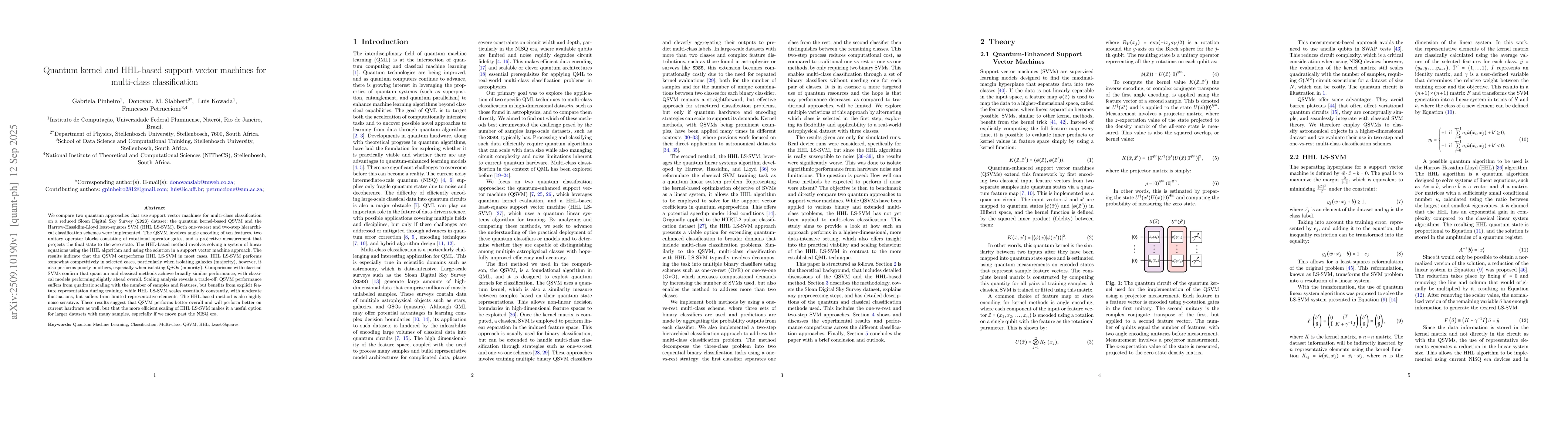 Thumbnail for Quantum kernel and HHL-based support vector machines for multi-class
  classification