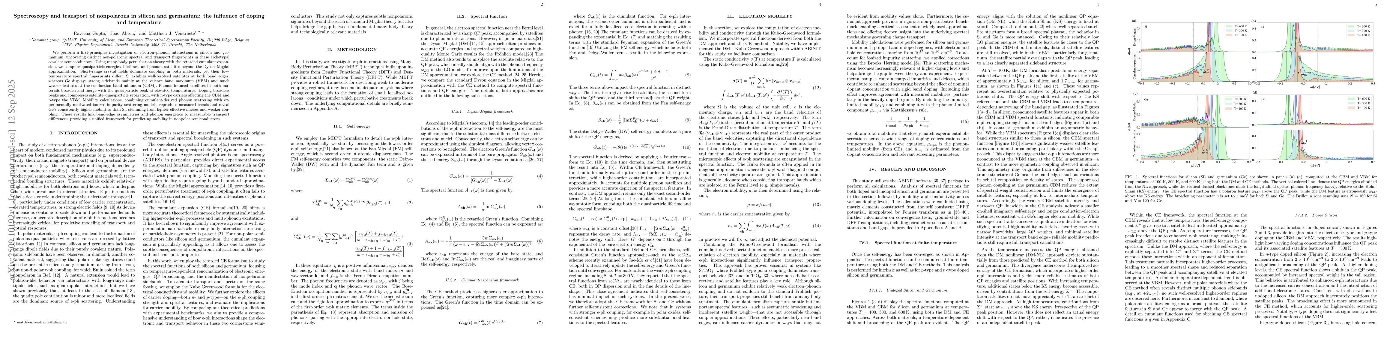 Thumbnail for Spectroscopy and transport of nonpolarons in silicon and germanium: the
  influence of doping and temperature