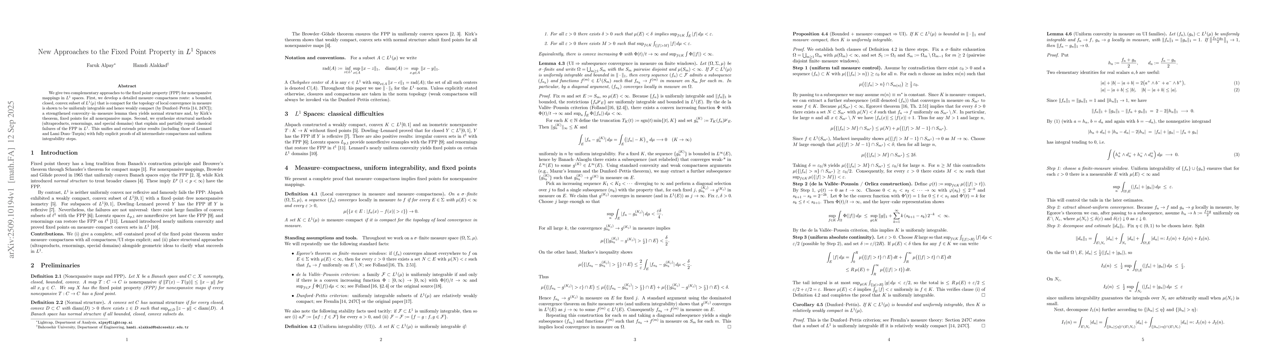 Thumbnail for New Approaches to the Fixed Point Property in L^1 Spaces