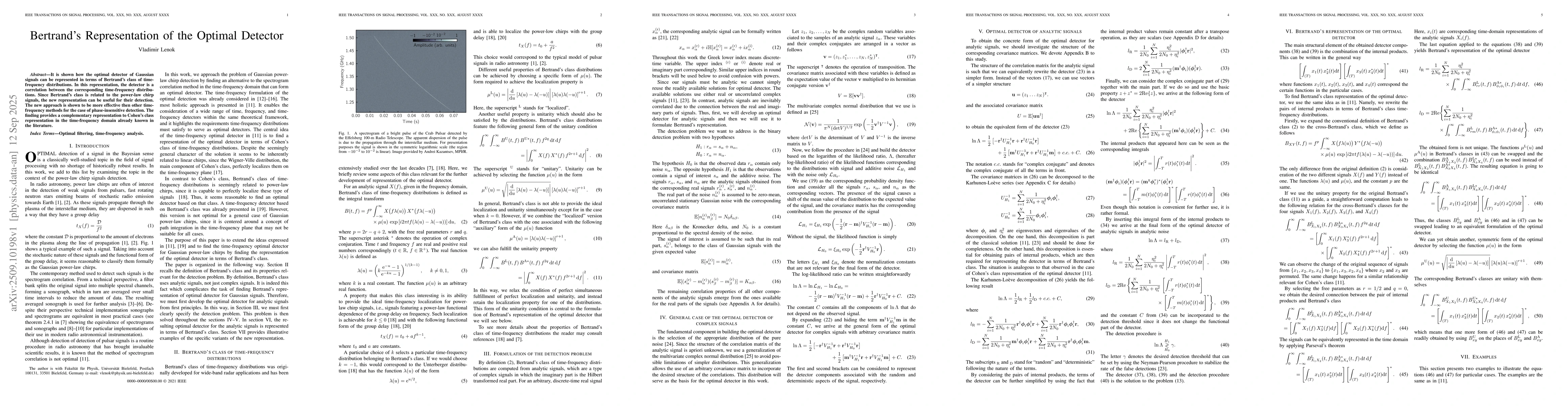 Thumbnail for Bertrand's Representation of the Optimal Detector
