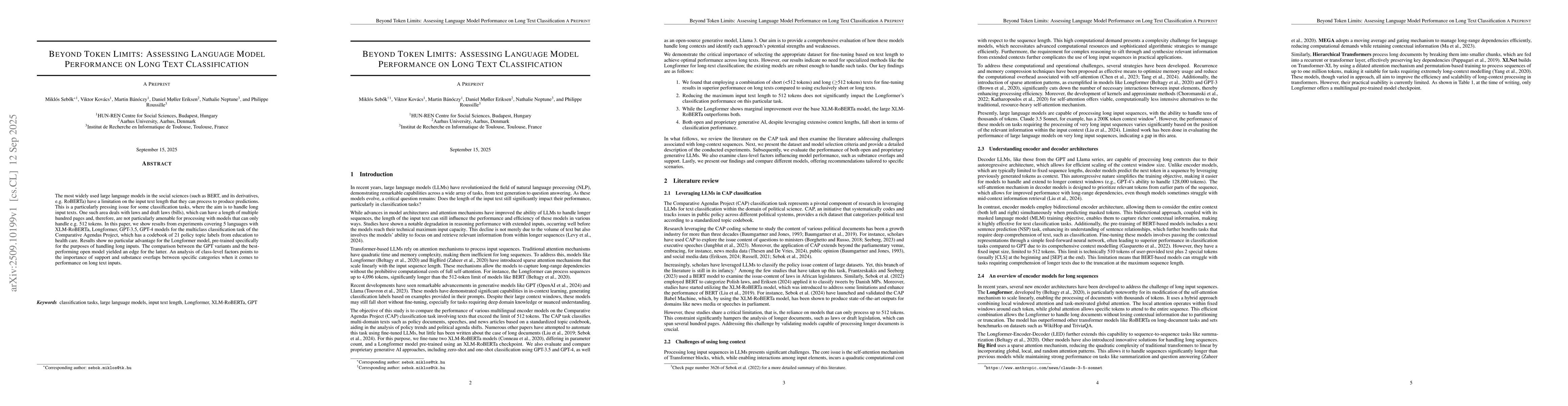 Thumbnail for Beyond Token Limits: Assessing Language Model Performance on Long Text
  Classification