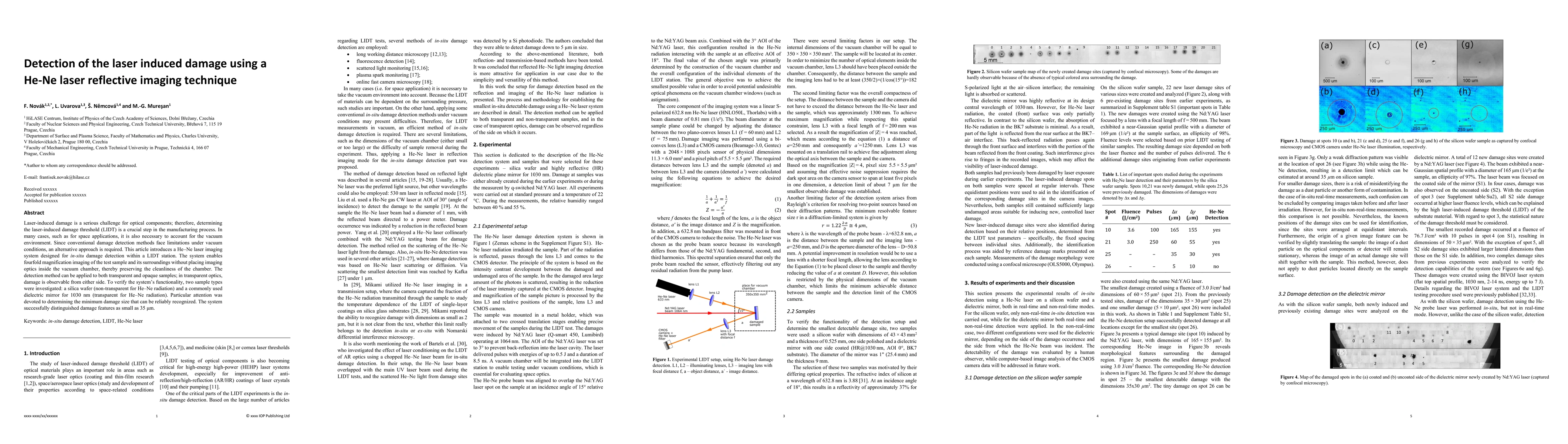 Thumbnail for Detection of the laser induced damage using a He Ne laser reflective
  imaging technique