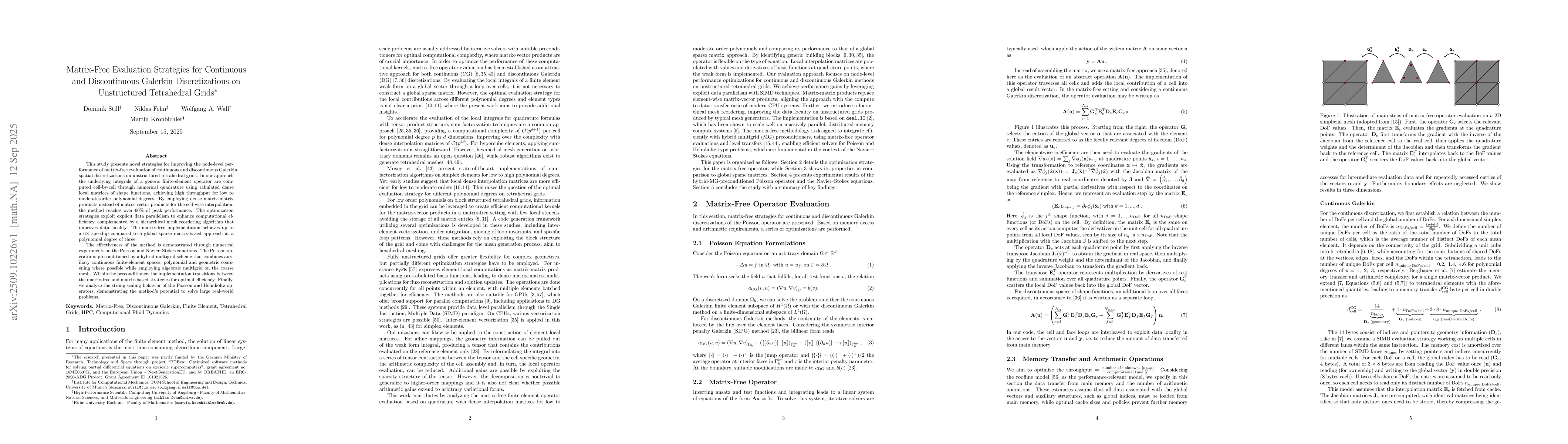 Thumbnail for Matrix-Free Evaluation Strategies for Continuous and Discontinuous
  Galerkin Discretizations on Unstructured Tetrahedral Grids