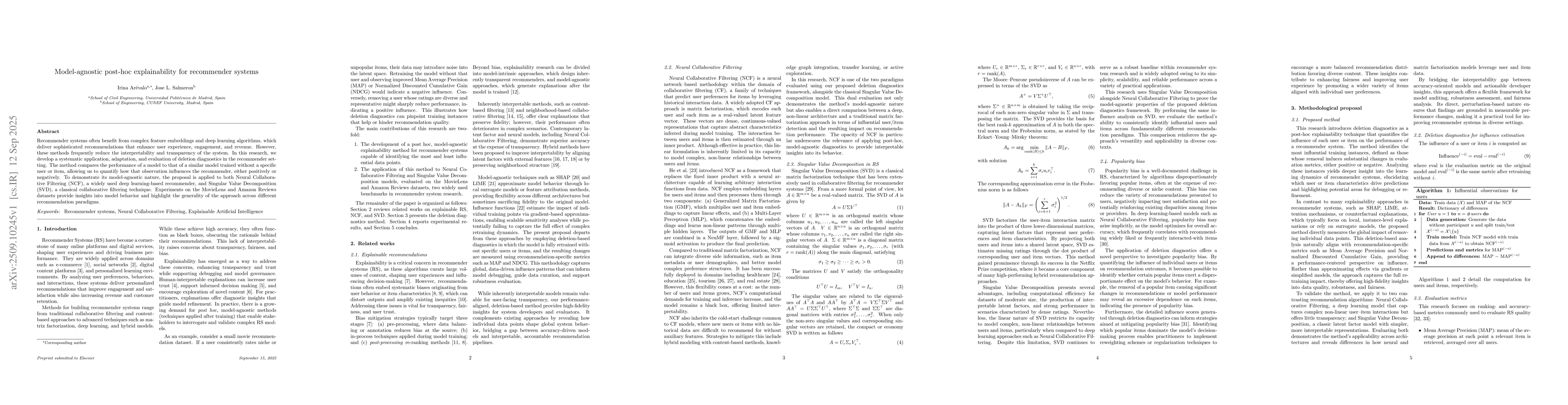 Thumbnail for Model-agnostic post-hoc explainability for recommender systems