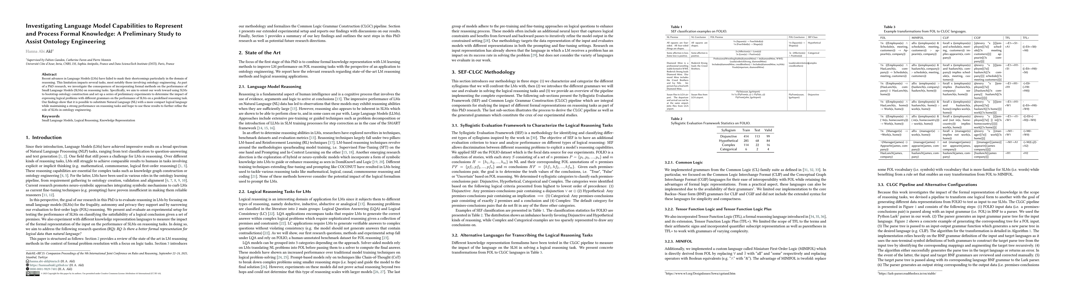 Thumbnail for Investigating Language Model Capabilities to Represent and Process
  Formal Knowledge: A Preliminary Study to Assist Ontology Engineering