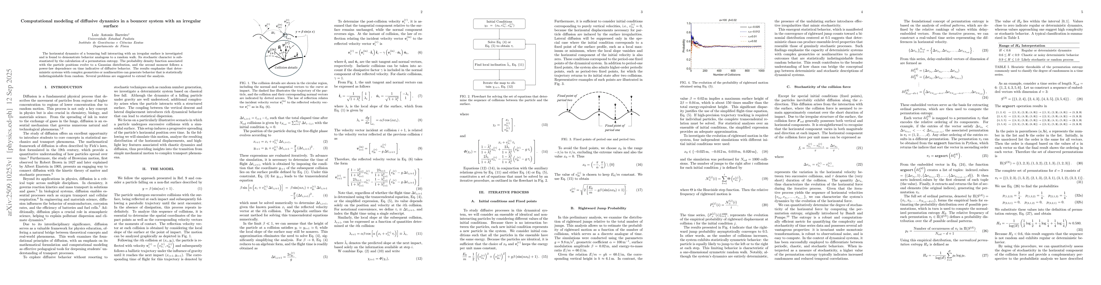 Thumbnail for Computational modeling of diffusive dynamics in a bouncer system with an
  irregular surface