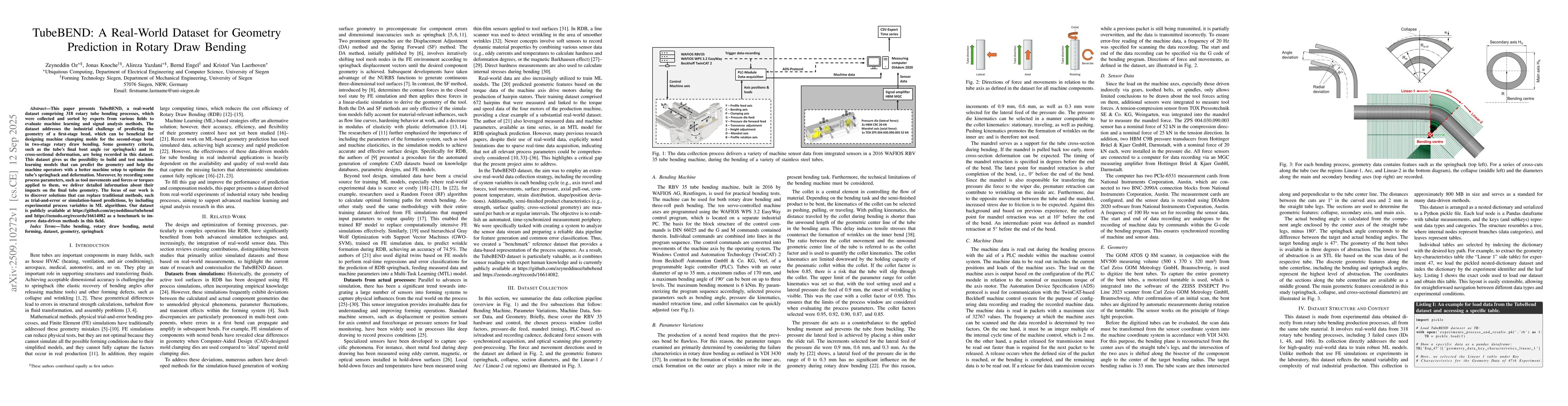 Thumbnail for TubeBEND: A Real-World Dataset for Geometry Prediction in Rotary Draw
  Bending