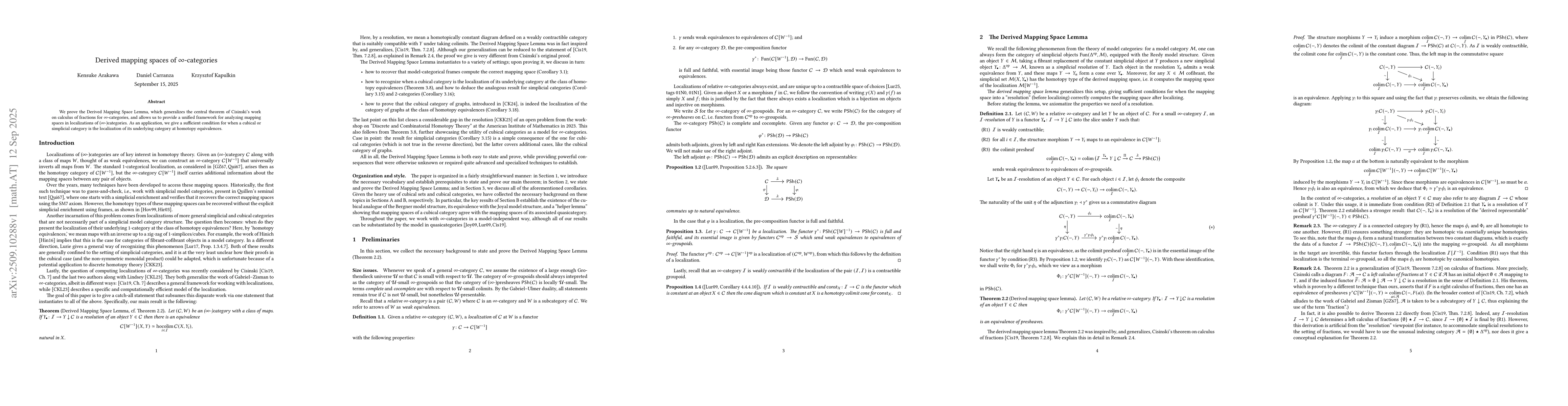 Thumbnail for Derived mapping spaces of $\infty$-categories