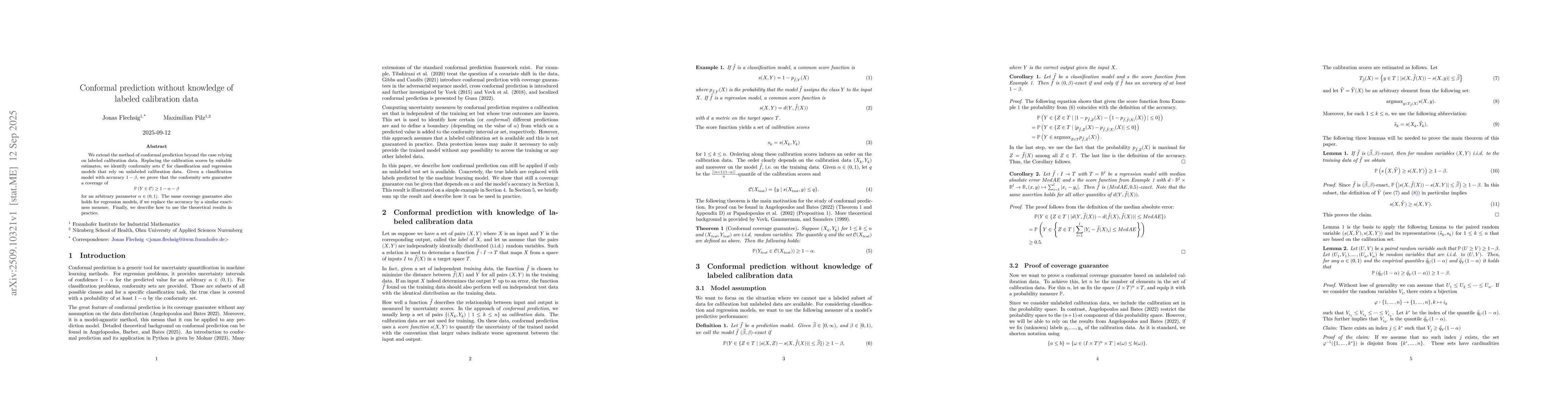 Thumbnail for Conformal prediction without knowledge of labeled calibration data