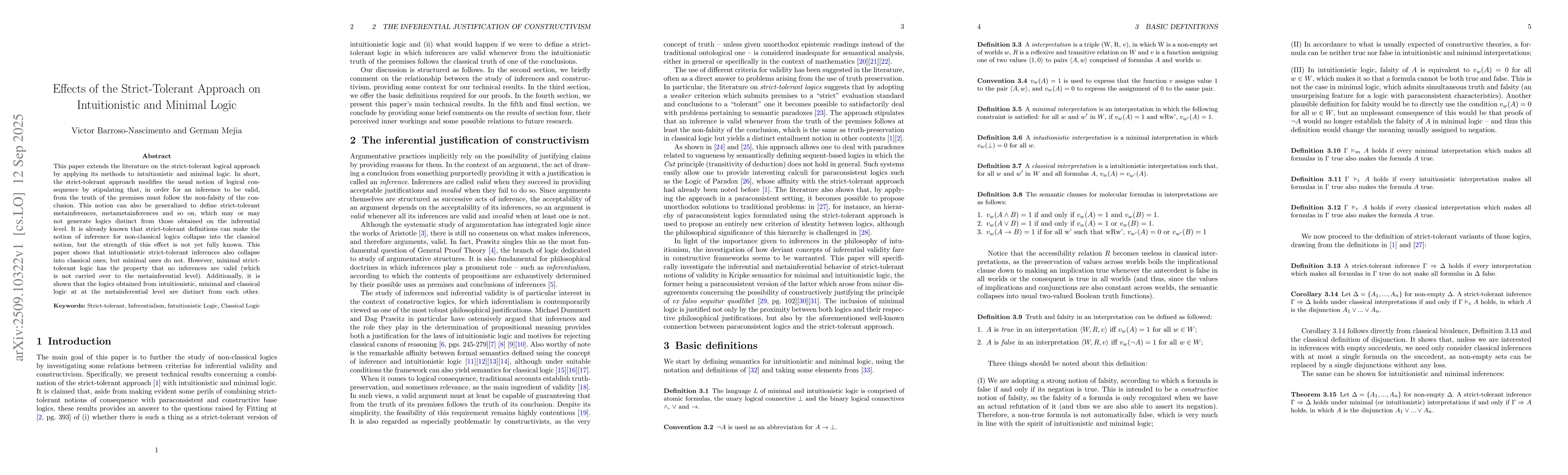 Thumbnail for Effects of the Strict-Tolerant Approach on Intuitionistic and Minimal
  Logic
