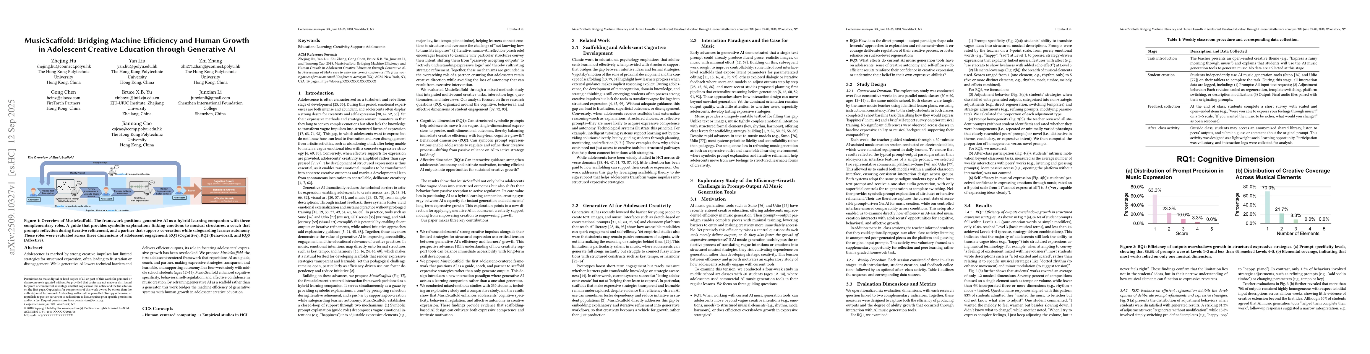 Thumbnail for MusicScaffold: Bridging Machine Efficiency and Human Growth in
  Adolescent Creative Education through Generative AI