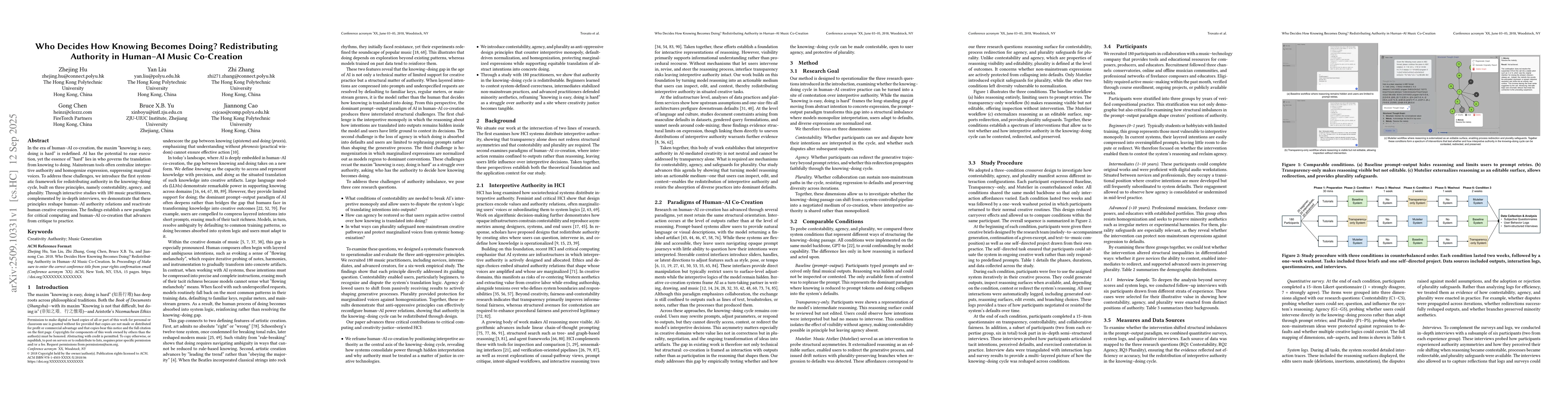 Thumbnail for Who Decides How Knowing Becomes Doing? Redistributing Authority in
  Human-AI Music Co-Creation