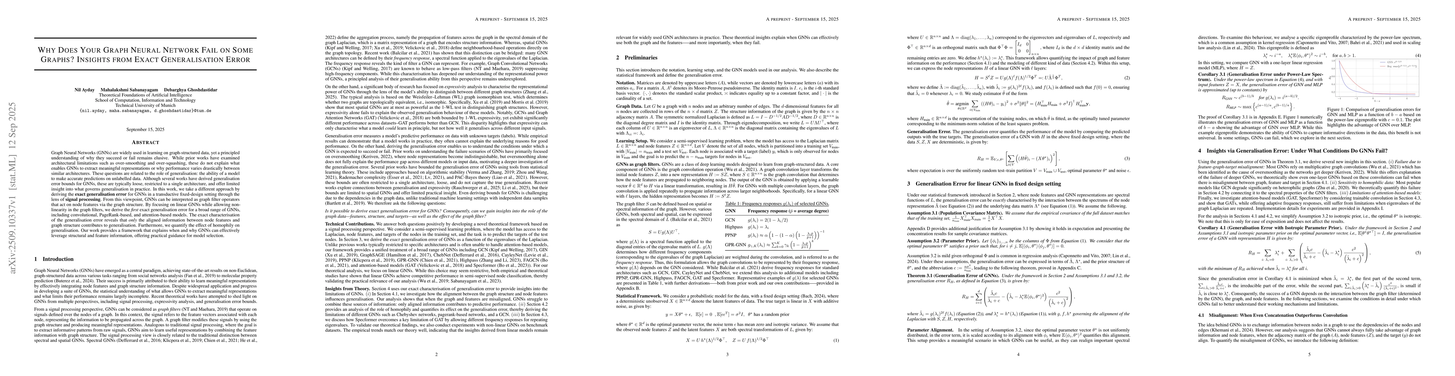Thumbnail for Why does your graph neural network fail on some graphs? Insights from
  exact generalisation error