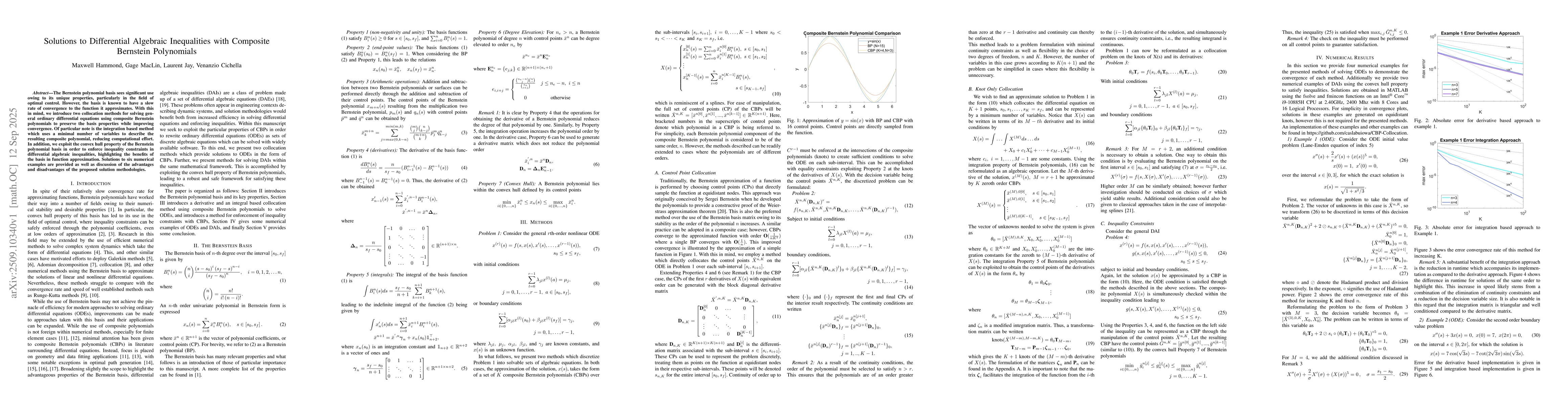 Thumbnail for Solutions to Differential Algebraic Inequalities with Composite
  Bernstein Polynomials