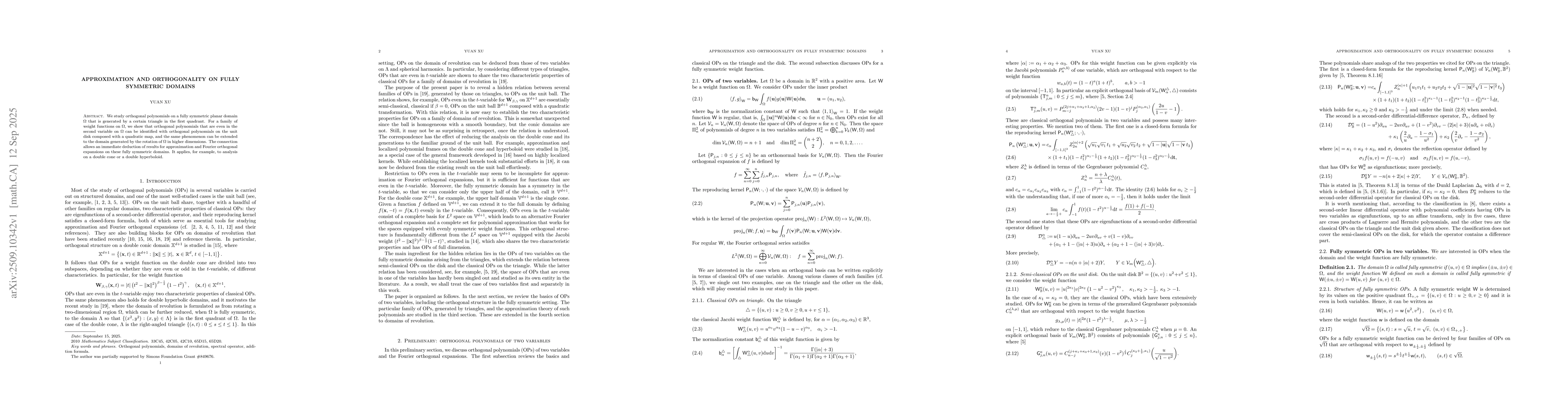 Thumbnail for Approximation and orthogonality on fully symmetric domains