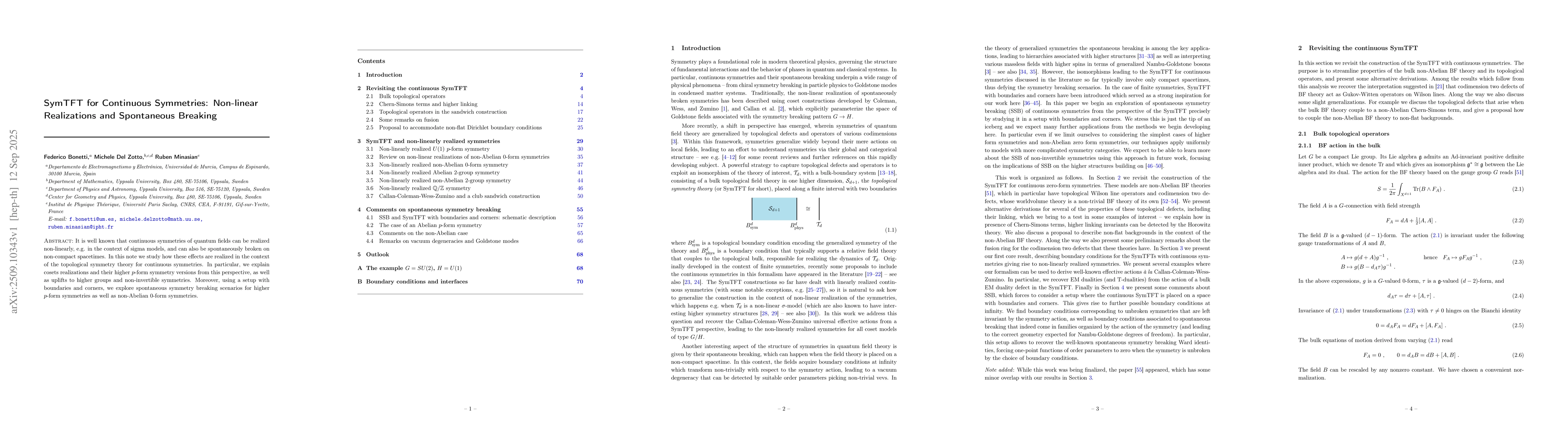 Thumbnail for SymTFT for Continuous Symmetries: Non-linear Realizations and
  Spontaneous Breaking