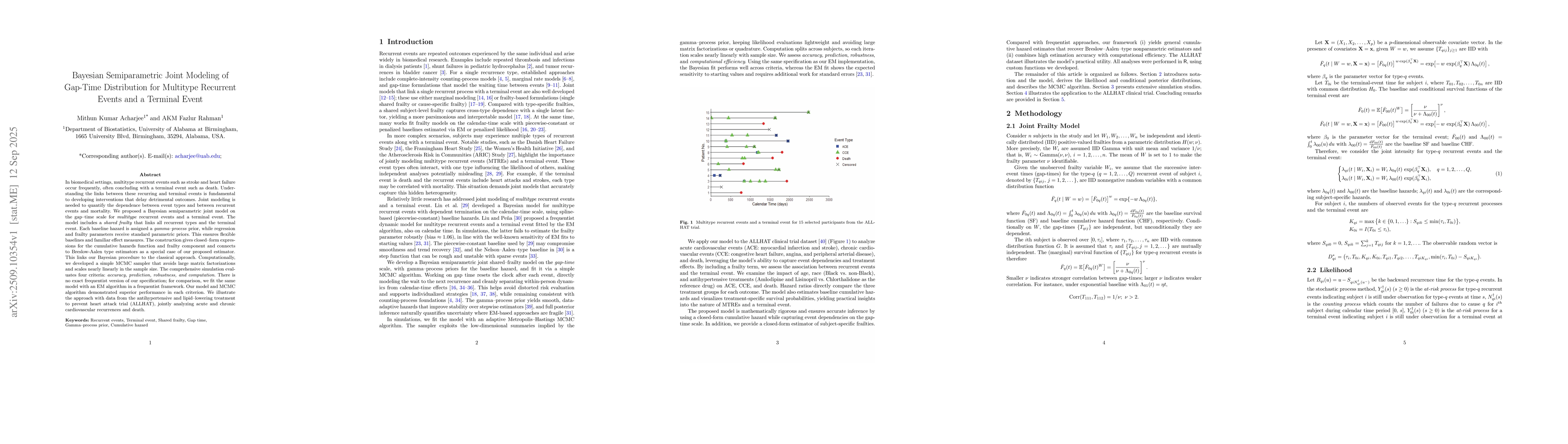 Thumbnail for Bayesian Semiparametric Joint Modeling of Gap-Time Distribution for
  Multitype Recurrent Events and a Terminal Event