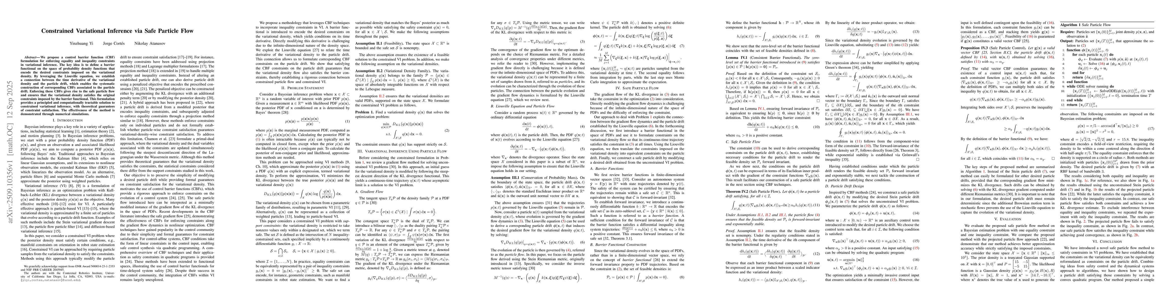 Thumbnail for Constrained Variational Inference via Safe Particle Flow