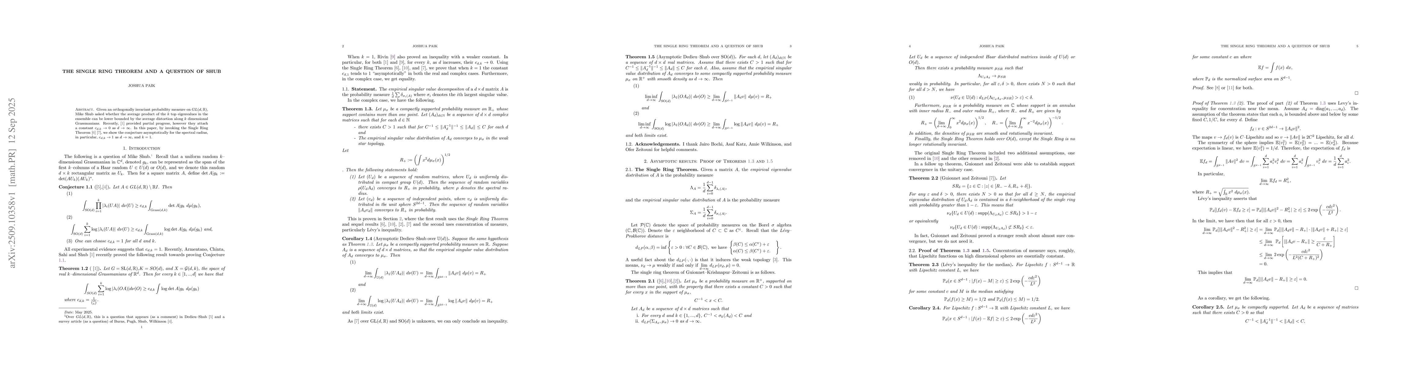 Thumbnail for The Single Ring Theorem and a Question of Shub
