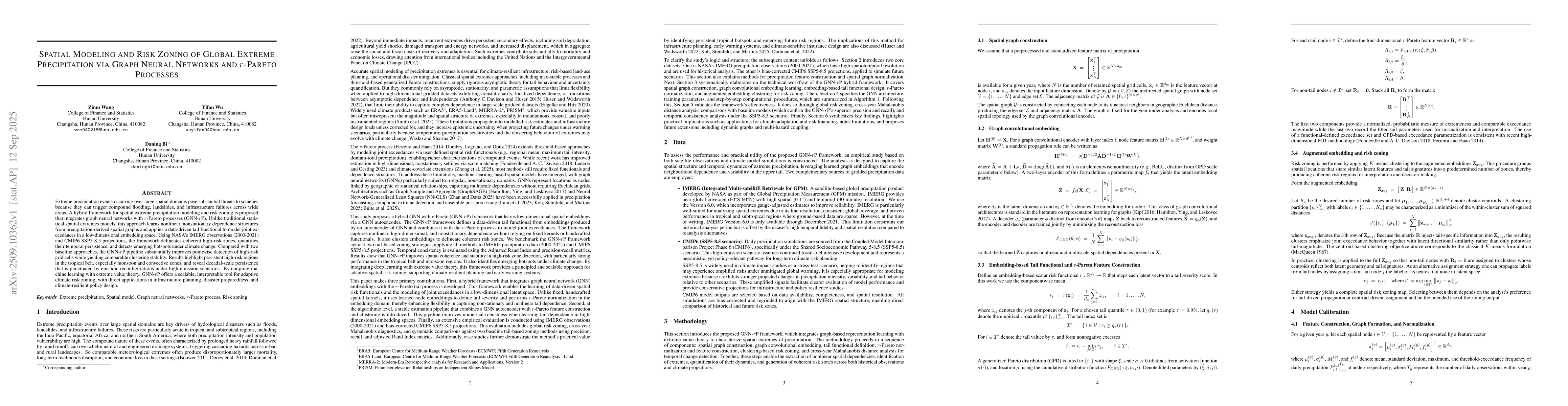 Thumbnail for Spatial Modeling and Risk Zoning of Global Extreme Precipitation via
  Graph Neural Networks and r-Pareto Processes