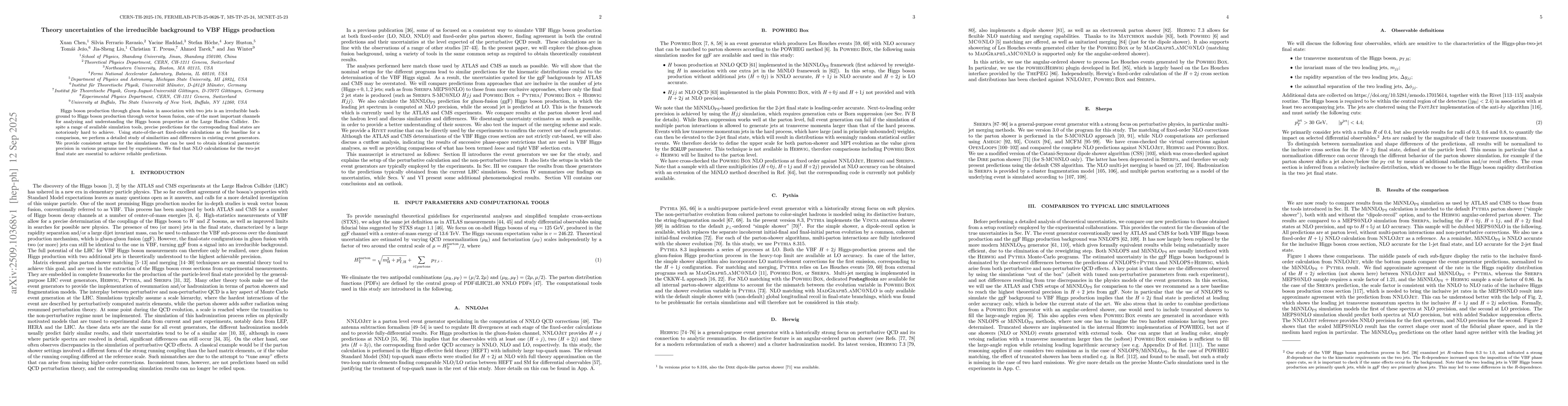 Thumbnail for Theory uncertainties of the irreducible background to VBF Higgs
  production