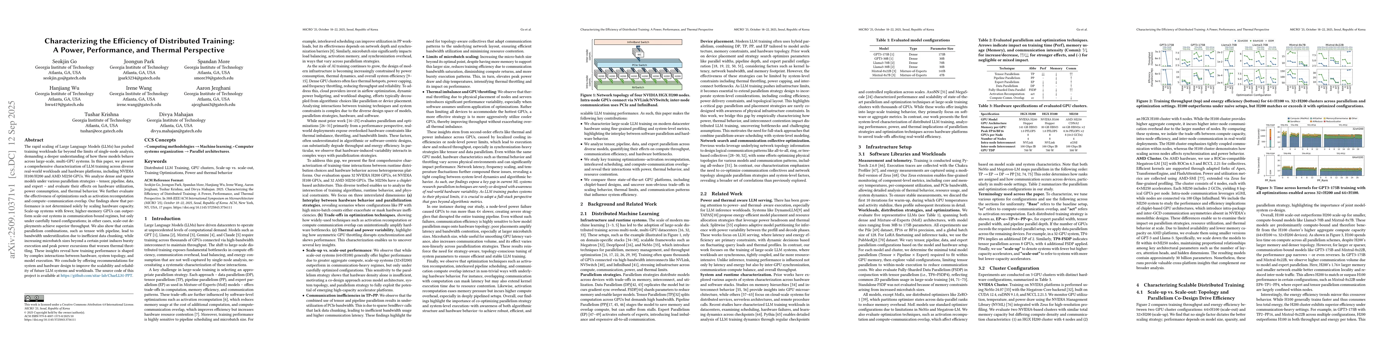 Thumbnail for Characterizing the Efficiency of Distributed Training: A Power,
  Performance, and Thermal Perspective