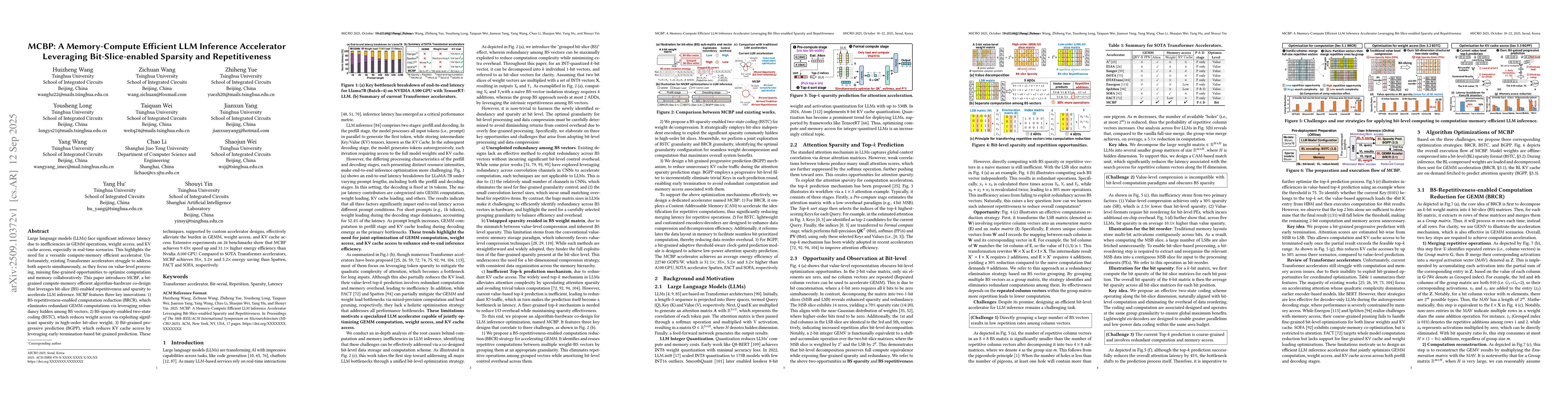 Thumbnail for MCBP: A Memory-Compute Efficient LLM Inference Accelerator Leveraging
  Bit-Slice-enabled Sparsity and Repetitiveness