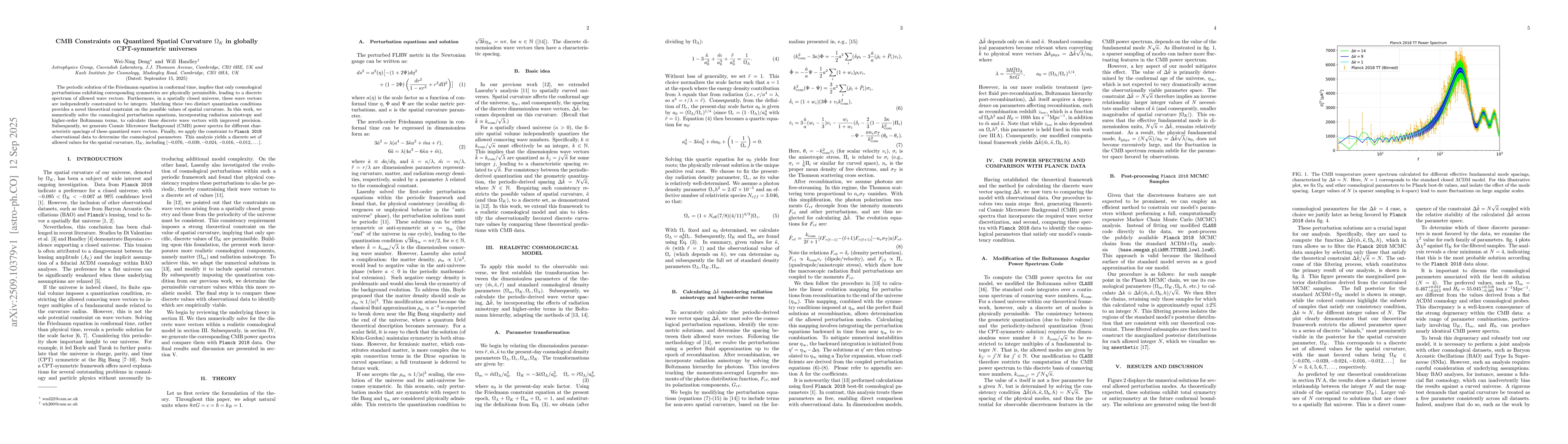 Thumbnail for CMB Constraints on Quantized Spatial Curvature $Ω_K$ in globally
  CPT-symmetric universes