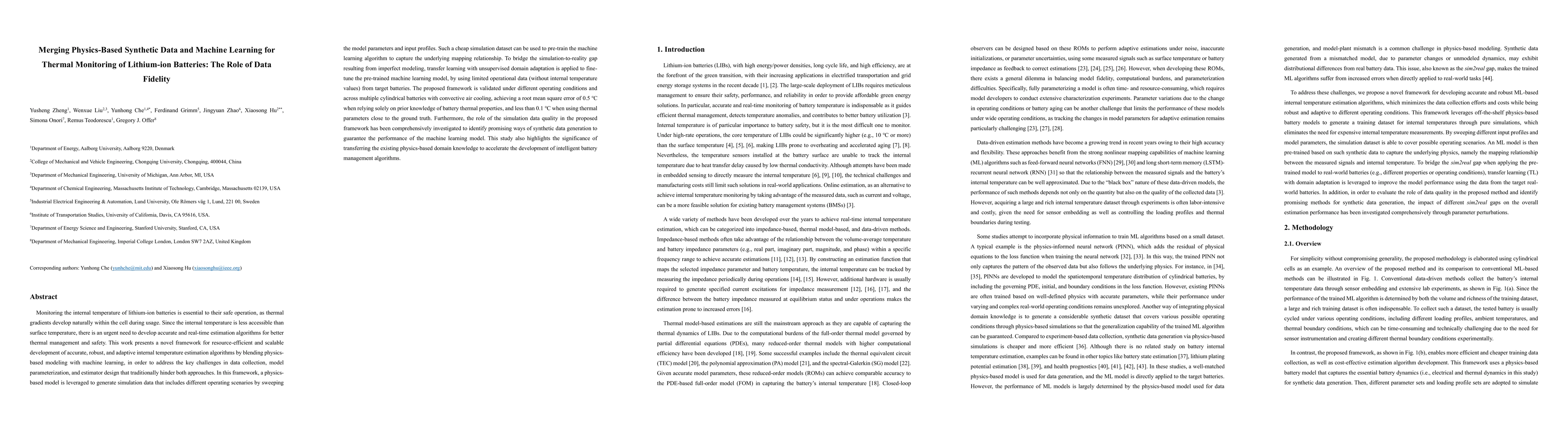 Thumbnail for Merging Physics-Based Synthetic Data and Machine Learning for Thermal
  Monitoring of Lithium-ion Batteries: The Role of Data Fidelity