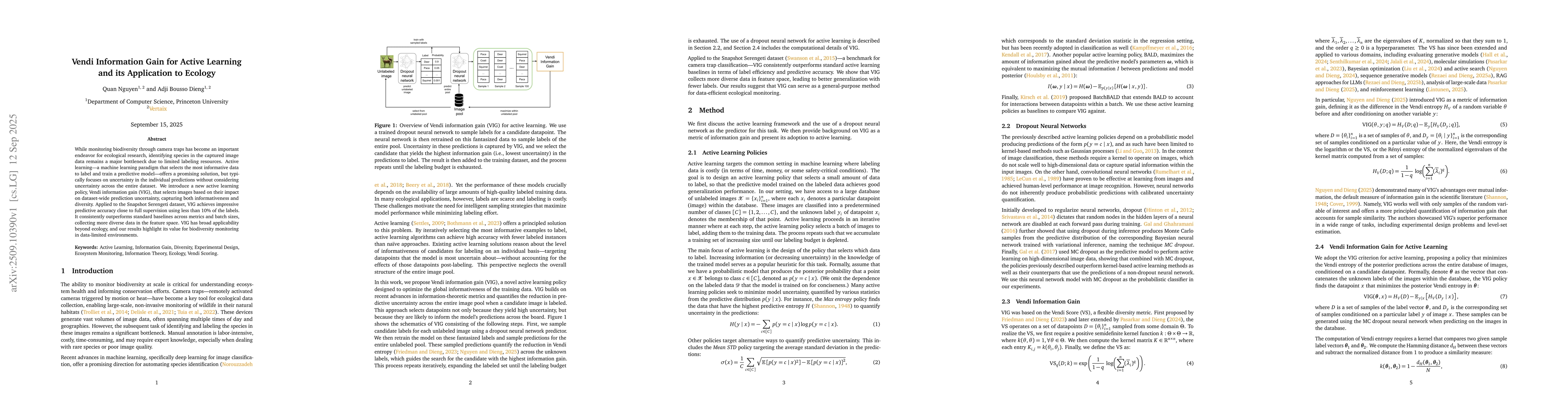 Thumbnail for Vendi Information Gain for Active Learning and its Application to
  Ecology