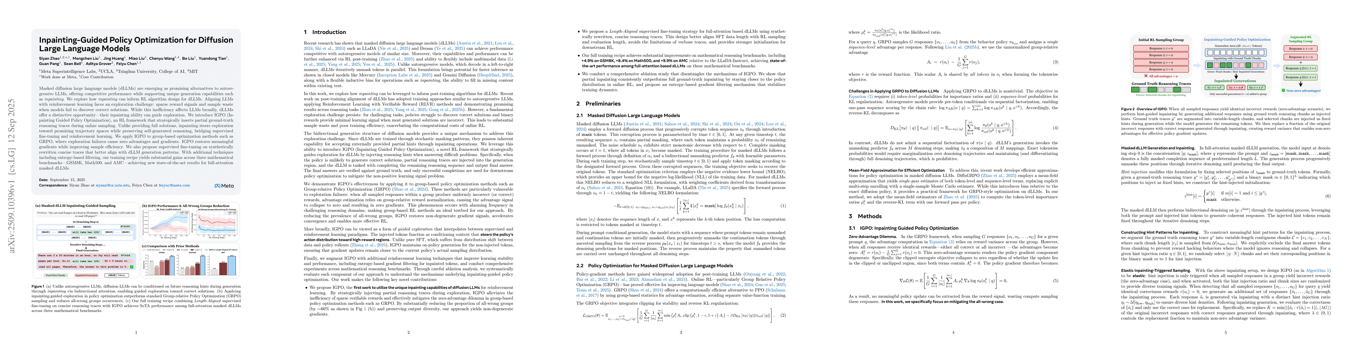 Thumbnail for Inpainting-Guided Policy Optimization for Diffusion Large Language
  Models
