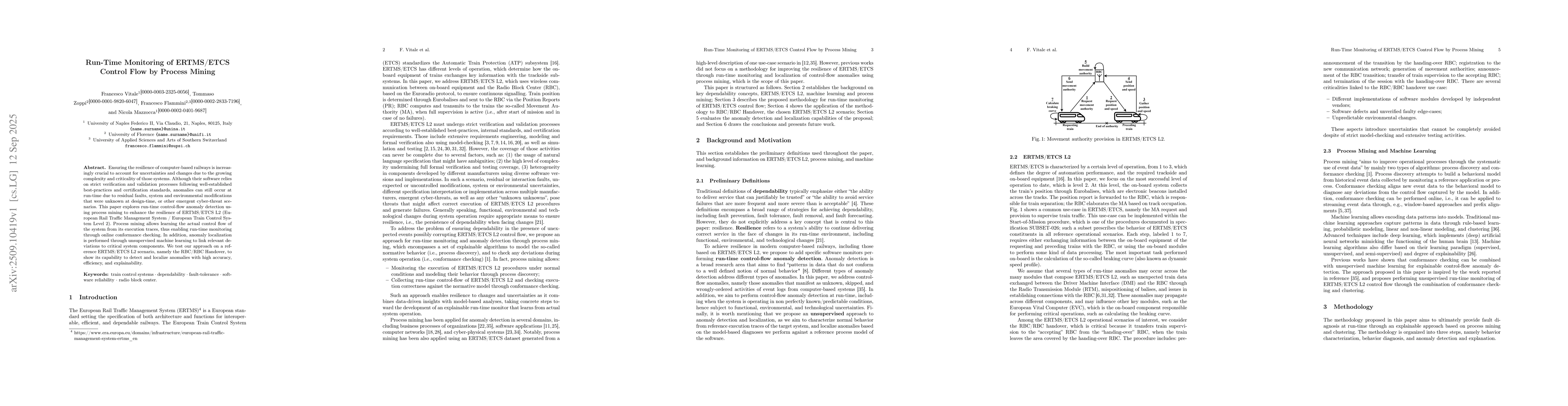 Thumbnail for Run-Time Monitoring of ERTMS/ETCS Control Flow by Process Mining