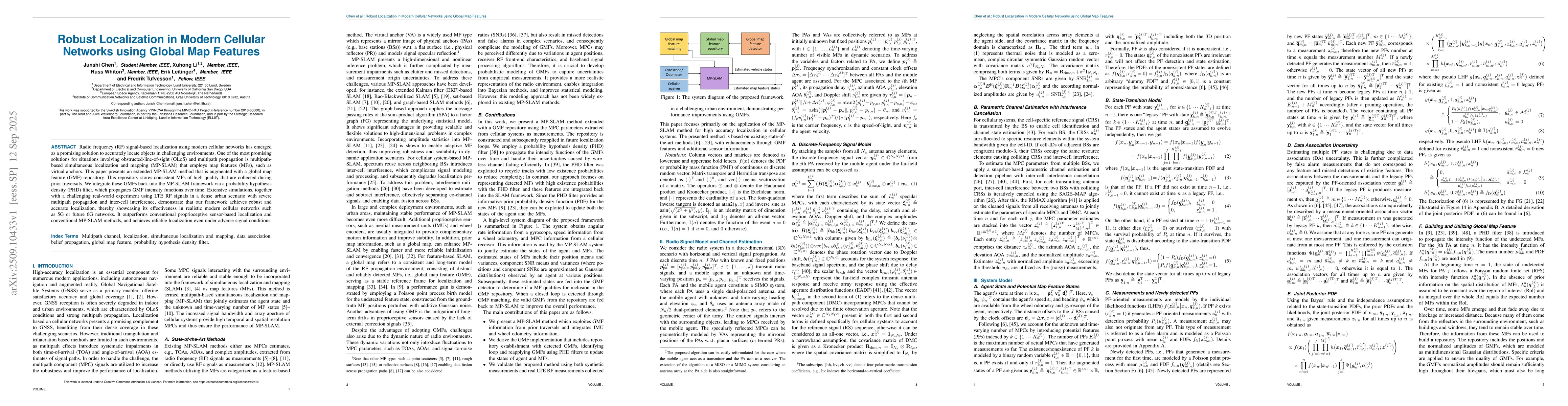 Thumbnail for Robust Localization in Modern Cellular Networks using Global Map
  Features