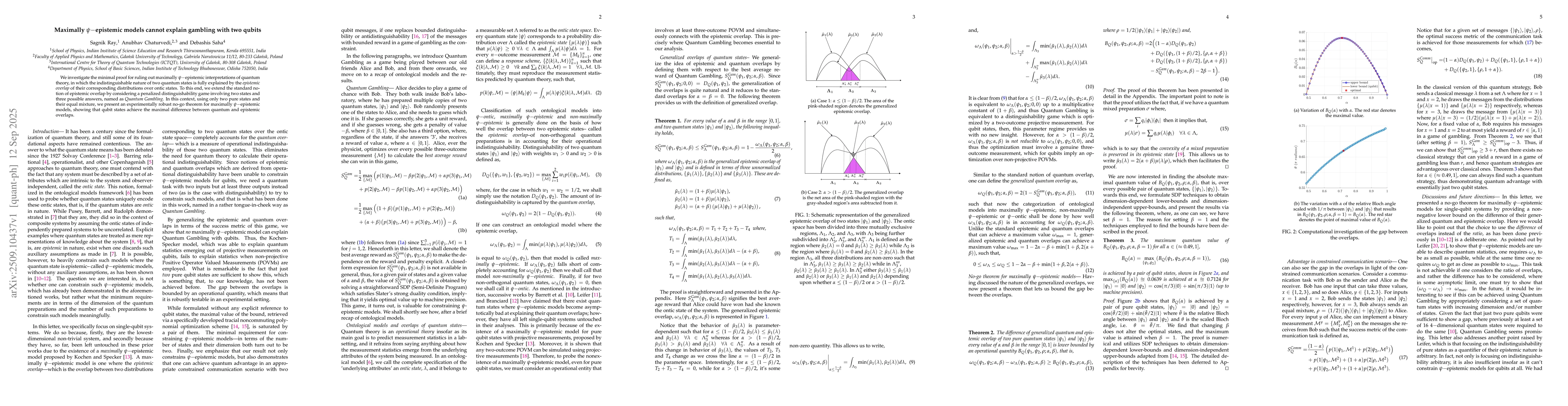 Thumbnail for Maximally $ψ-$epistemic models cannot explain gambling with two
  qubits