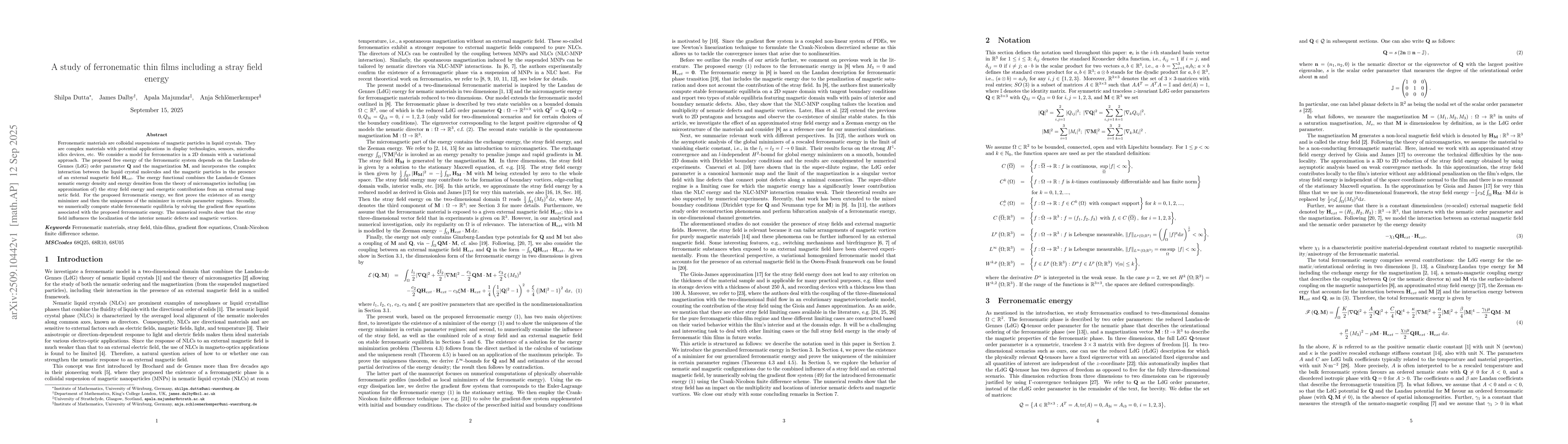 Thumbnail for A study of ferronematic thin films including a stray field energy