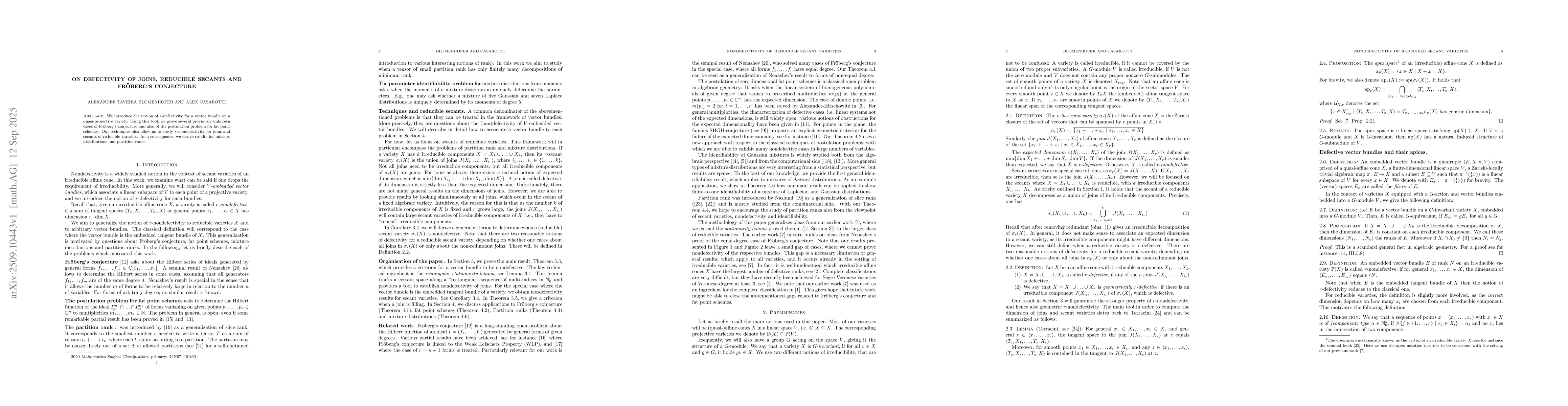 Thumbnail for On defectivity of joins, reducible secants and FrĂśberg's conjecture