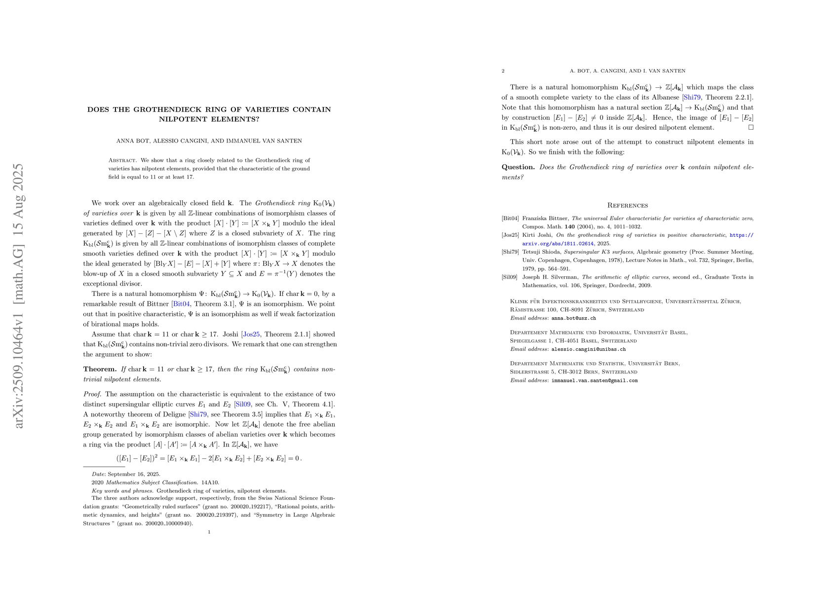 Thumbnail for Does the Grothendieck ring of varieties contain nilpotent elements?