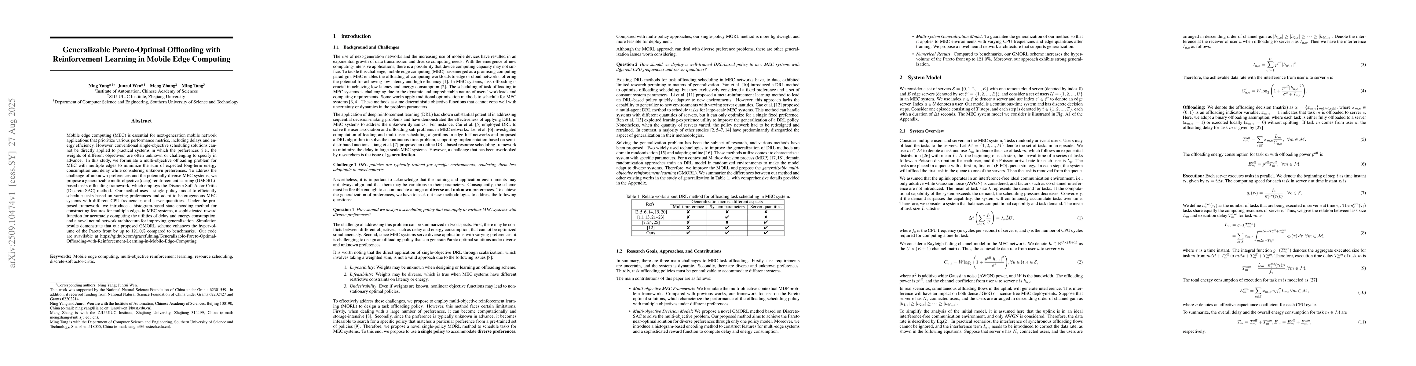 Thumbnail for Generalizable Pareto-Optimal Offloading with Reinforcement Learning in
  Mobile Edge Computing