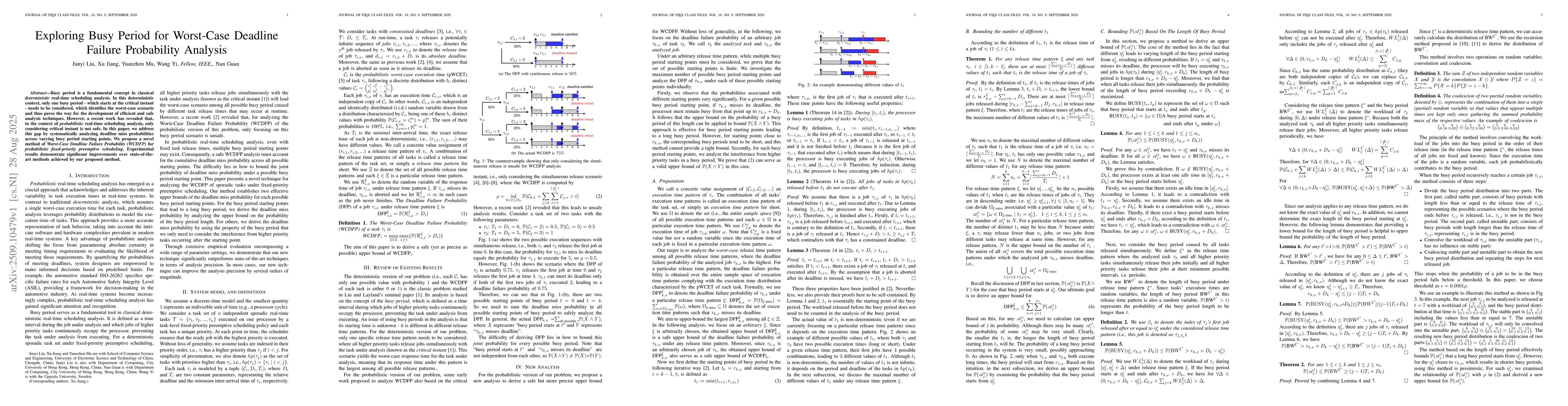 Thumbnail for Exploring Busy Period for Worst-Case Deadline Failure Probability
  Analysis