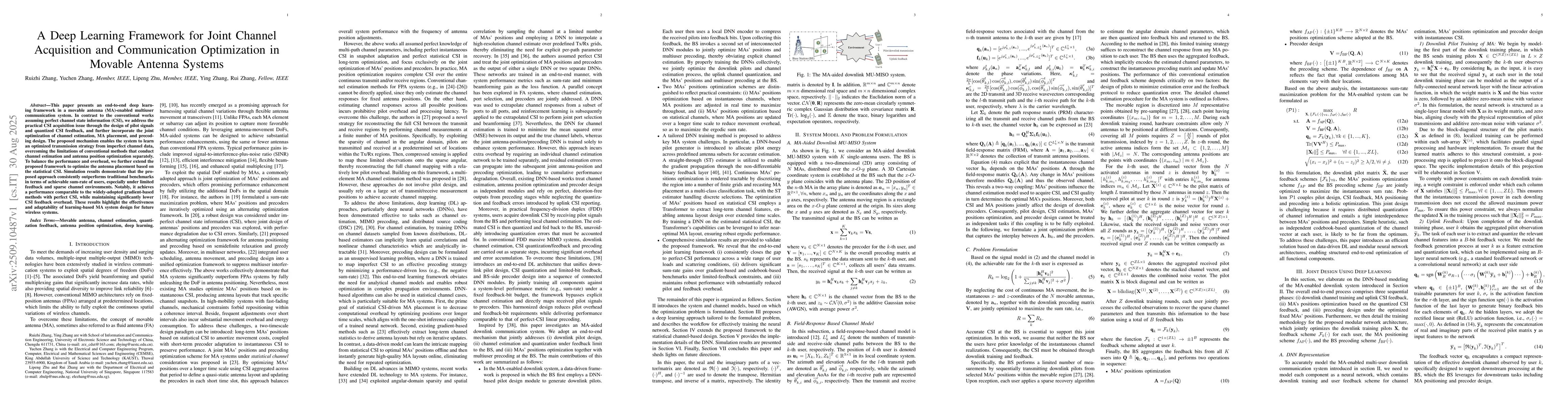Thumbnail for A Deep Learning Framework for Joint Channel Acquisition and
  Communication Optimization in Movable Antenna Systems