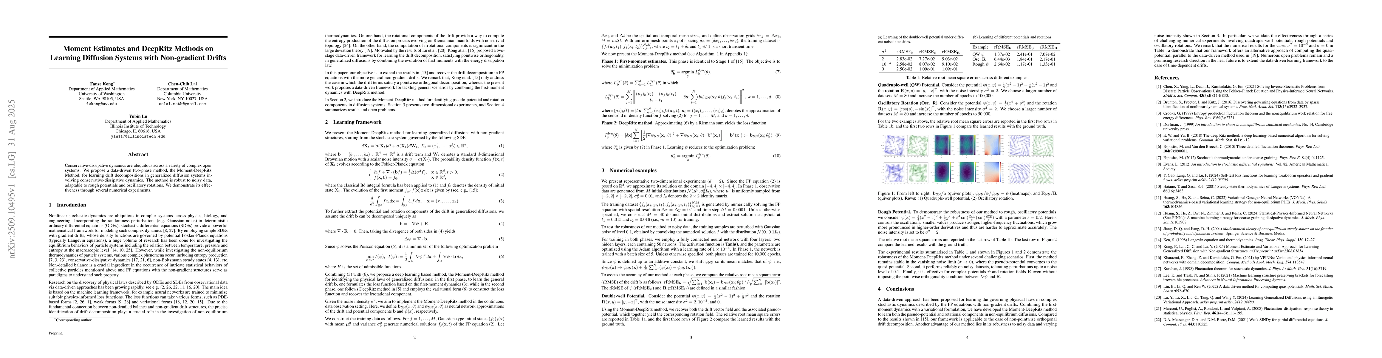 Thumbnail for Moment Estimates and DeepRitz Methods on Learning Diffusion Systems with
  Non-gradient Drifts