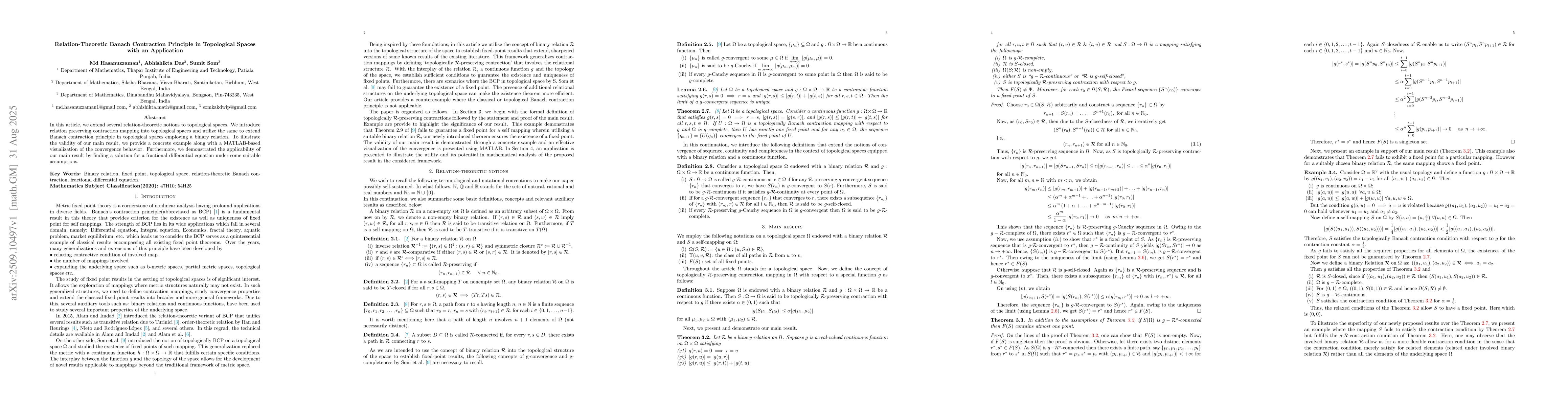 Thumbnail for Relation-Theoretic Banach Contraction Principle in Topological Spaces
  with an Application