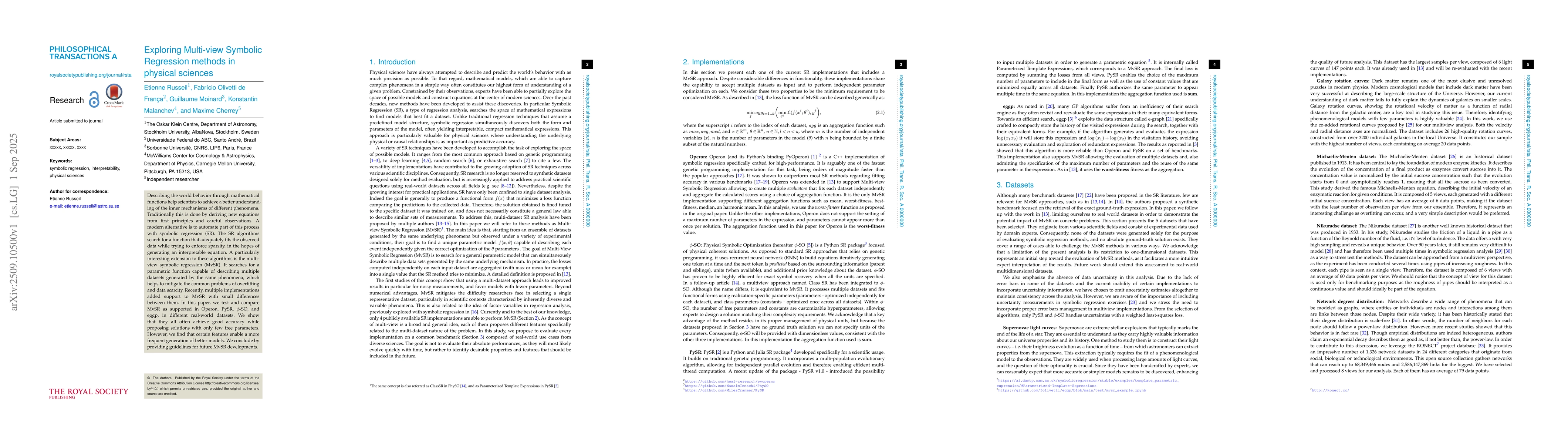 Thumbnail for Exploring Multi-view Symbolic Regression methods in physical sciences