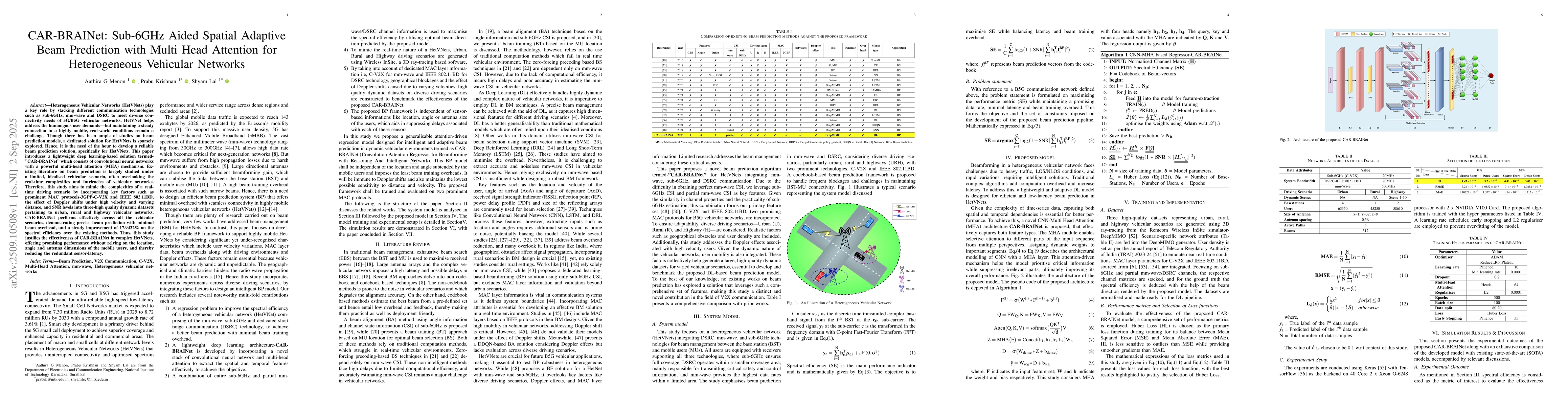 Thumbnail for CAR-BRAINet: Sub-6GHz Aided Spatial Adaptive Beam Prediction with Multi
  Head Attention for Heterogeneous Vehicular Networks