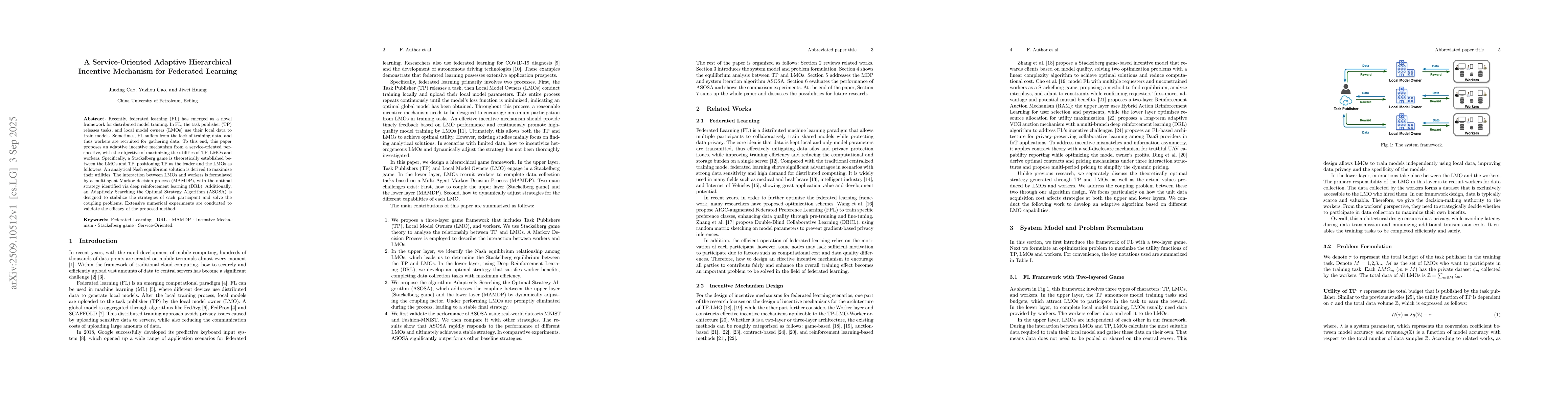 Thumbnail for A Service-Oriented Adaptive Hierarchical Incentive Mechanism for
  Federated Learning