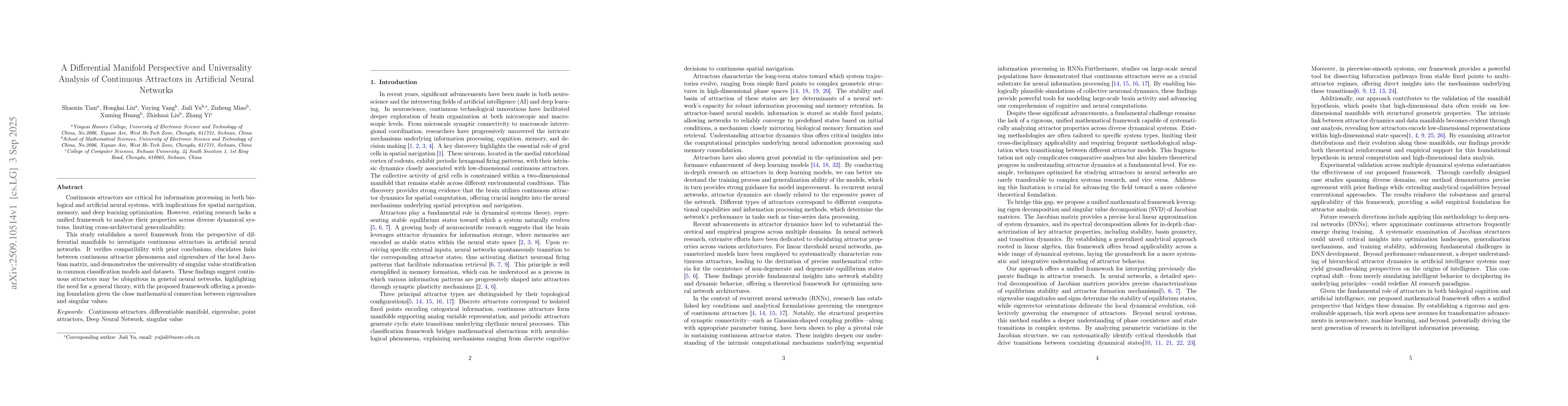 Thumbnail for A Differential Manifold Perspective and Universality Analysis of
  Continuous Attractors in Artificial Neural Networks