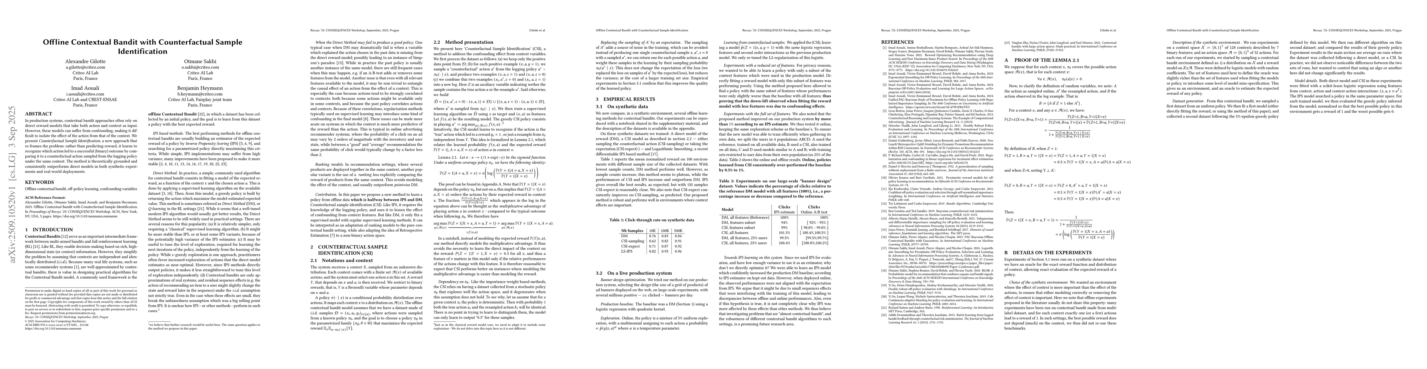 Thumbnail for Offline Contextual Bandit with Counterfactual Sample Identification