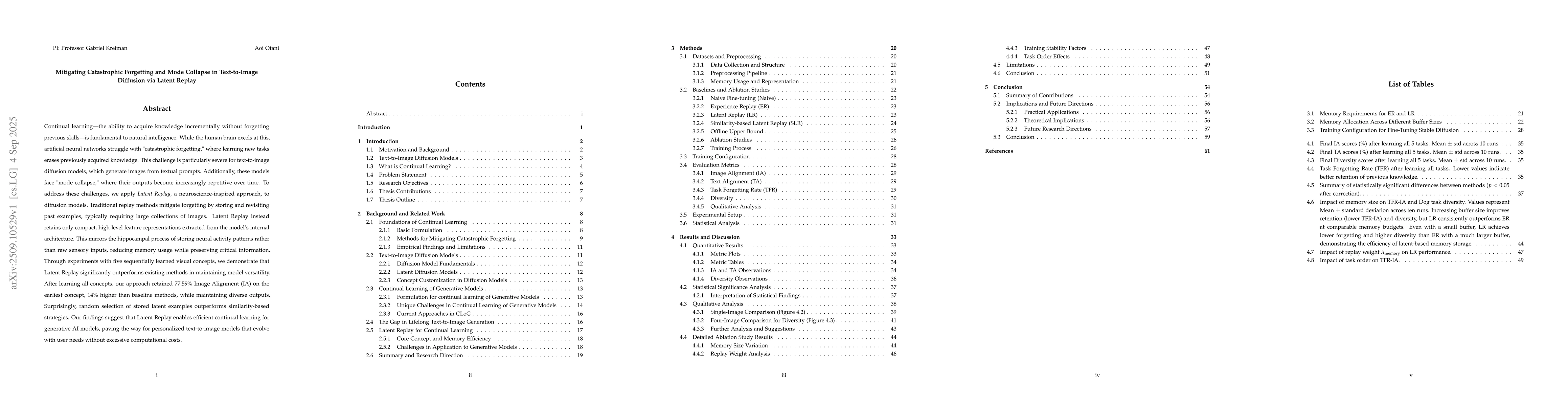 Thumbnail for Mitigating Catastrophic Forgetting and Mode Collapse in Text-to-Image
  Diffusion via Latent Replay