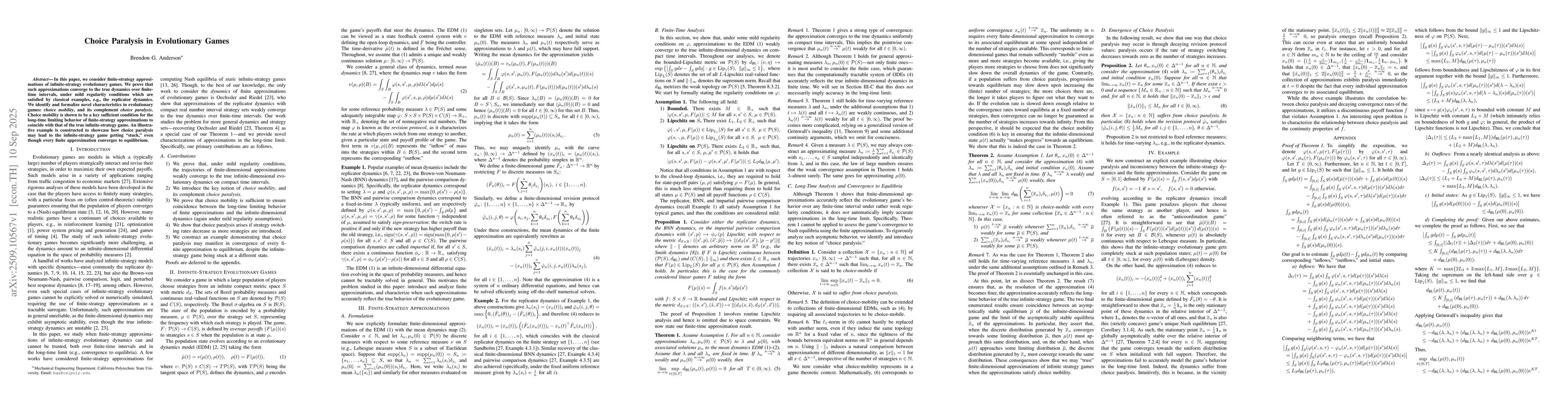 Thumbnail for Choice Paralysis in Evolutionary Games