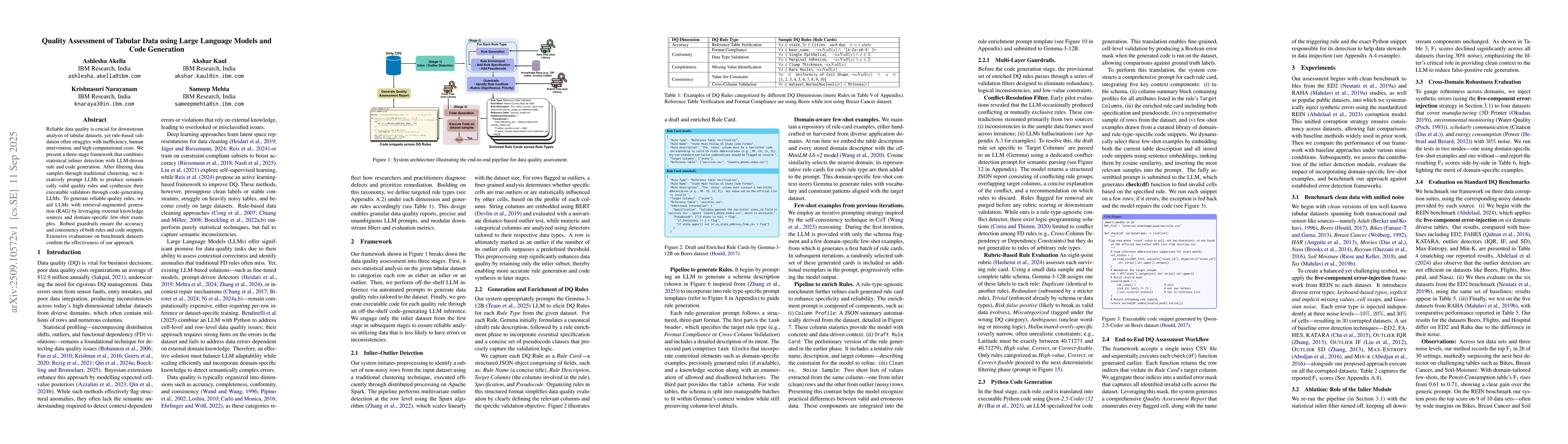 Thumbnail for Quality Assessment of Tabular Data using Large Language Models and Code
  Generation